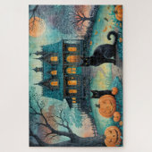 Zwarte kat, Jack O Lanterns, Spooky House Hallowee Legpuzzel (Verticaal)