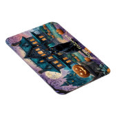 Zwarte kat, Jack O Lanterns, Spooky House Hallowee Magneet (Rechterzijde)