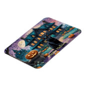 Zwarte kat, Jack O Lanterns, Spooky House Hallowee Magneet (Linkerzijde)