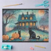 Zwarte kat, Jack O Lanterns, Spooky House Hallowee Tissuepapier (Craft)