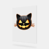 Zwarte Kat Jack o'Lantern Emoji Klassiek T-shirt Acryl Bord (Hoek)