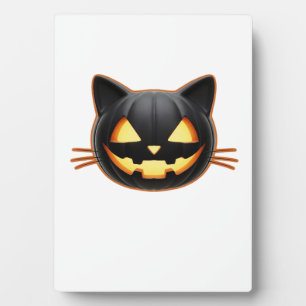 Zwarte Kat Jack o'Lantern Emoji Klassiek T-shirt Fotoplaat