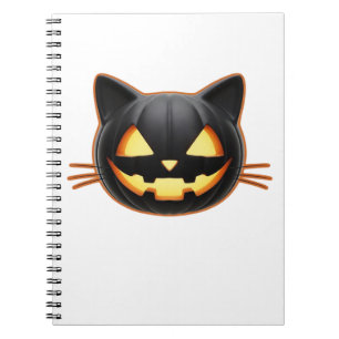 Zwarte Kat Jack o'Lantern Emoji Klassiek T-shirt Notitieboek