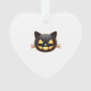 Zwarte Kat Jack o'Lantern Emoji Klassiek T-shirt Ornament