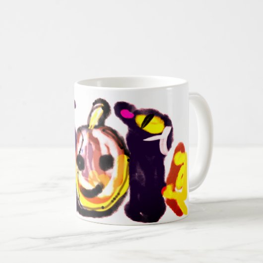 Zwarte kat jack o'lantern schattig koffiemok (Voorkant rechts)