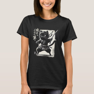 Zwarte Kat Japanse Samoerai Krijger Ninja Japan Mo T-shirt