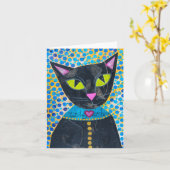 Zwarte kat kaart (Gele Bloem)