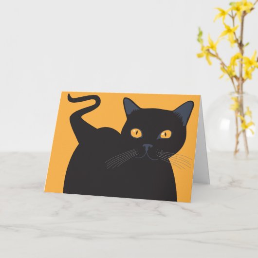 Zwarte kat kaart (Gele Bloem)