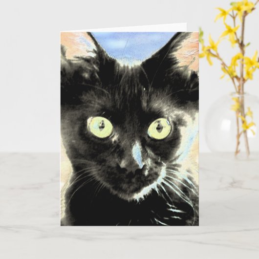 Zwarte kat kaart (Gele Bloem)