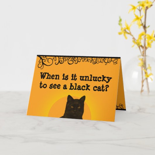 Zwarte Kat Kaart (Gele Bloem)
