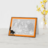 Zwarte Kat Kaart (Gele Bloem)