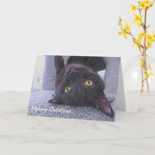 Zwarte Kat Kaart (Gele Bloem)