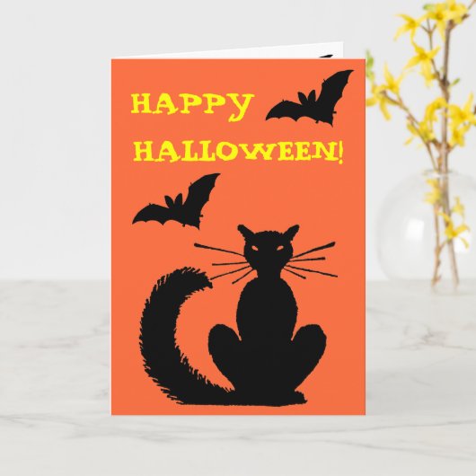 Zwarte kat kaart (Gele Bloem)