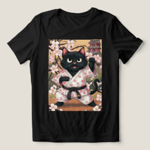 Zwarte Kat Karate Mooie Kimono Tri-Blend Shirt