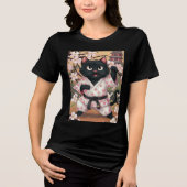 Zwarte Kat Karate Mooie Kimono Tri-Blend Shirt (Voorkant)