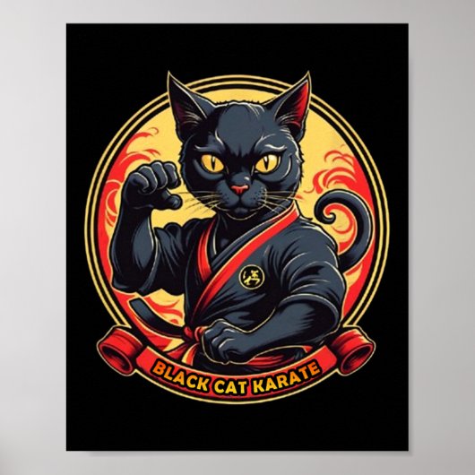 Zwarte Kat Karate Voor Mannen Vrouwen Kinderen Poster (Voorkant)