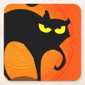 Zwarte kat kartonnen onderzetters (Voorkant)