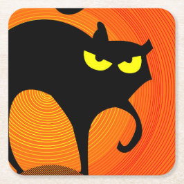 Zwarte kat kartonnen onderzetters