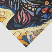 Zwarte Kat Kat Bloemen Whimsical Yellow Decoupage Tissuepapier (Detail)