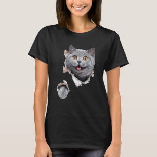 Zwarte Kat Kat Gescheurde Stof Kitten T-shirt