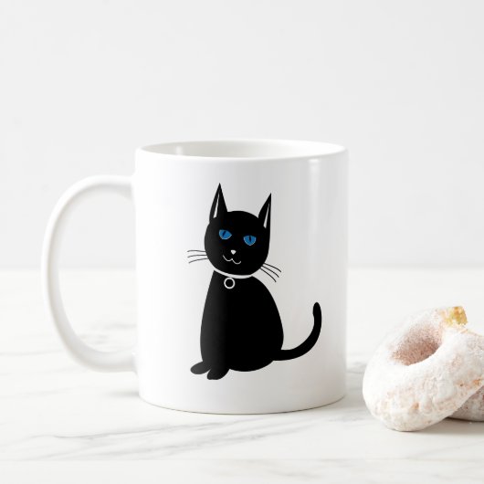 Zwarte Kat Kat Koffiemok (Met donut)