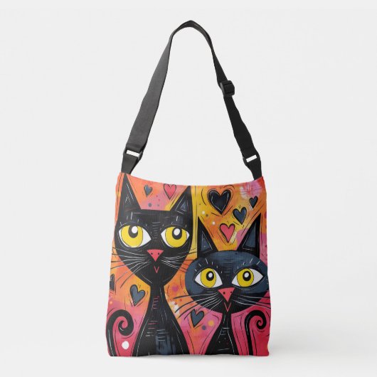 ZWARTE KAT KATTEN CROSS BODY TAS TAS TAS (Voorkant)