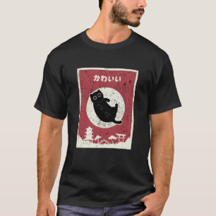 zwarte kat kawaii esthetische anime voor mannen w t-shirt
