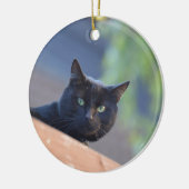 Zwarte kat keramisch ornament (Links)