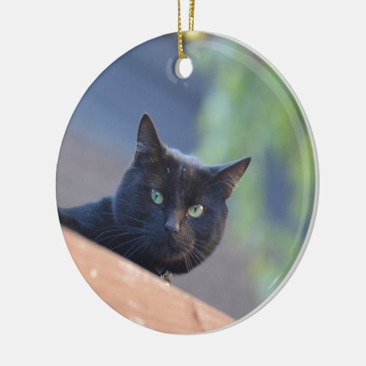 Zwarte kat keramisch ornament (Links)