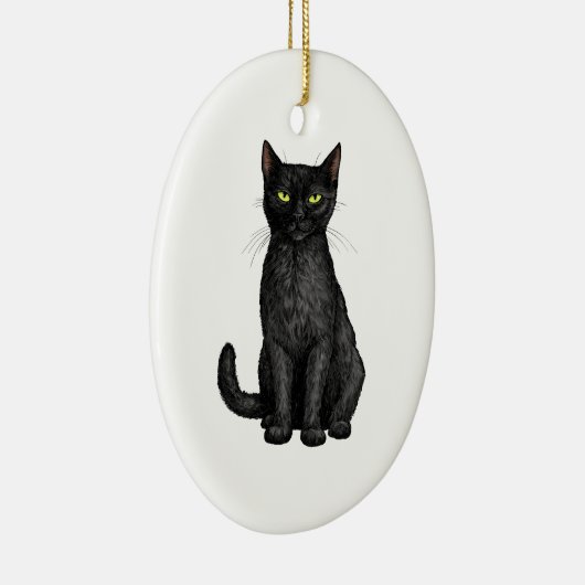 Zwarte kat keramisch ornament (Rechts)