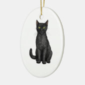 Zwarte kat keramisch ornament (Links)