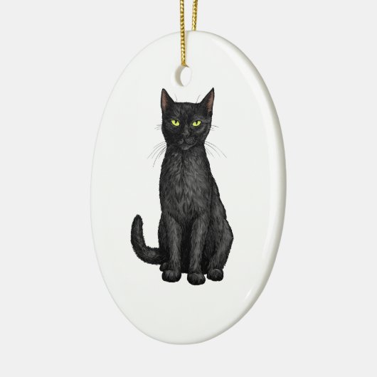 Zwarte kat keramisch ornament (Links)