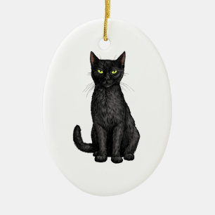 Zwarte kat keramisch ornament