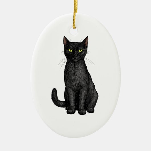 Zwarte kat keramisch ornament (Voorkant)