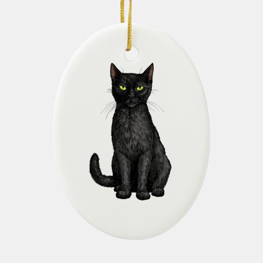 Zwarte kat keramisch ornament (Achterkant)
