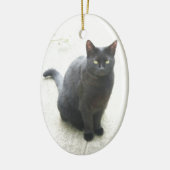Zwarte kat keramisch ornament (Links)