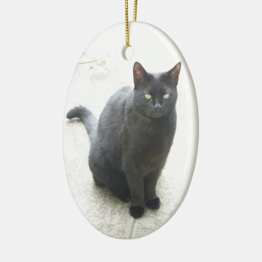 Zwarte kat keramisch ornament (Links)