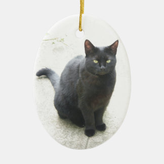 Zwarte kat keramisch ornament