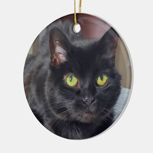 Zwarte kat keramisch ornament (Links)