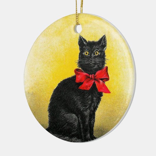 zwarte kat keramisch ornament (Links)