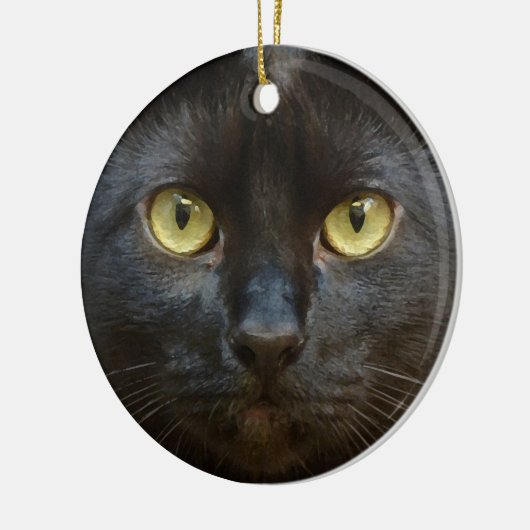 Zwarte kat keramisch ornament (Links)