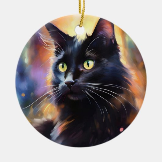 Zwarte kat keramisch ornament (Voorkant)