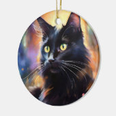 Zwarte kat keramisch ornament (Links)