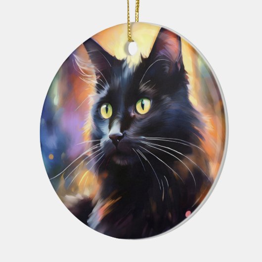 Zwarte kat keramisch ornament (Links)