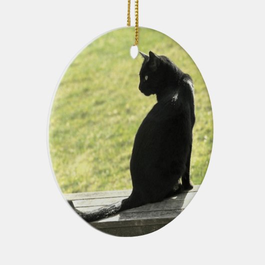 Zwarte kat keramisch ornament (Rechts)