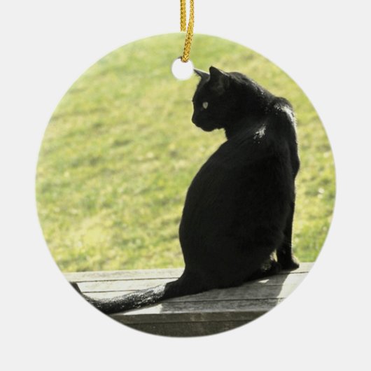 Zwarte kat keramisch ornament (Voorkant)