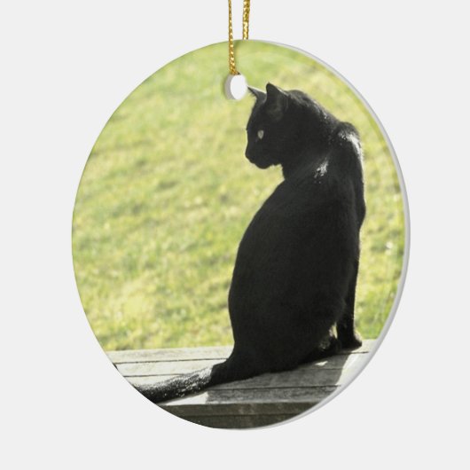 Zwarte kat keramisch ornament (Links)