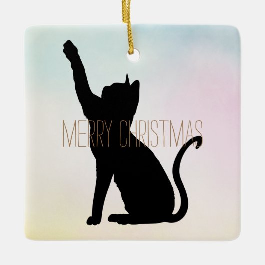 Zwarte kat keramisch ornament (Voorkant)