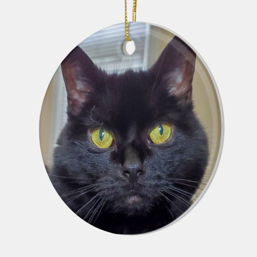 Zwarte kat keramisch ornament (Links)