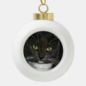 Zwarte Kat Keramische Bal Ornament (Voorkant)